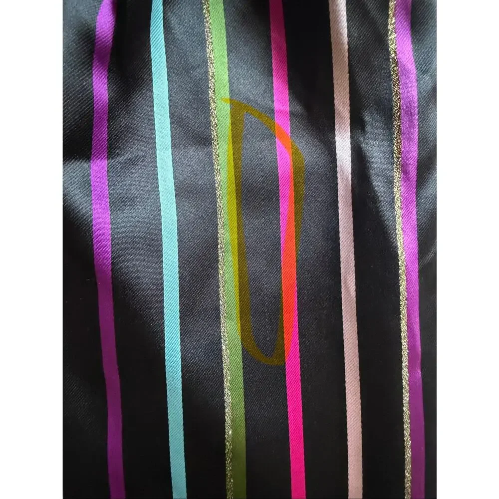 Kate Spade Women's Black Multi Party Stripe Tie-Neck Blouse Size XS